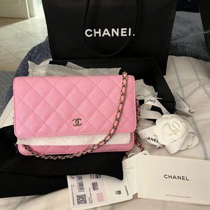 Chanel Pink Quilted Caviar Wallet on Chain from 2023 Limited Edition (23P)